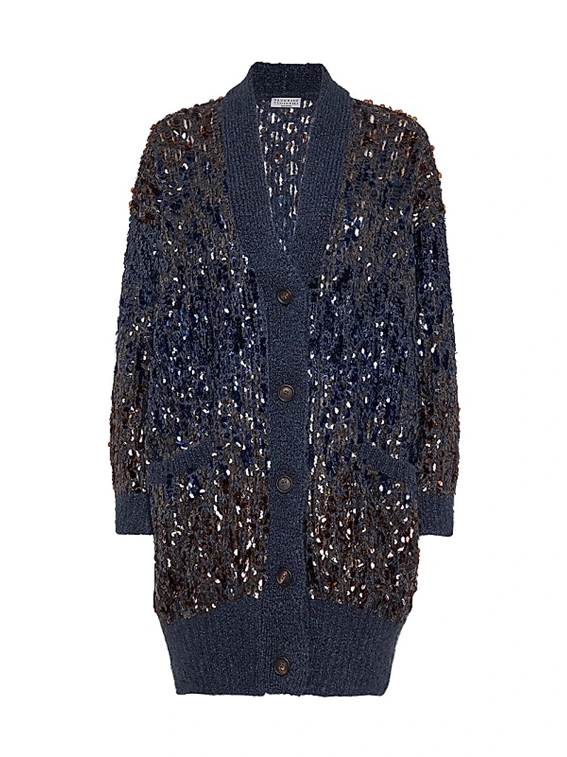 Dazzling Dégradé Embroidery Long Cardigan