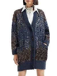 Dazzling Dégradé Embroidery Long Cardigan