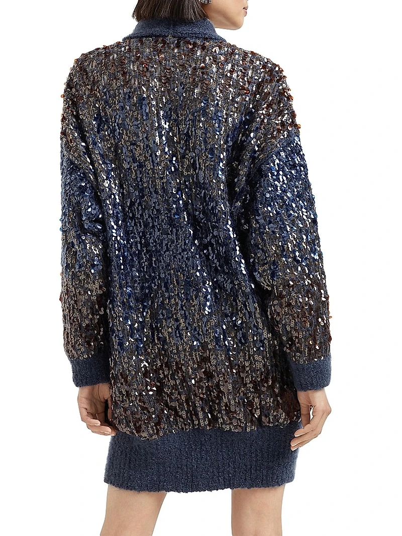 Dazzling Dégradé Embroidery Long Cardigan