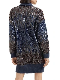 Dazzling Dégradé Embroidery Long Cardigan