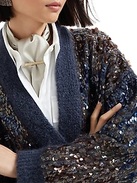 Dazzling Dégradé Embroidery Long Cardigan