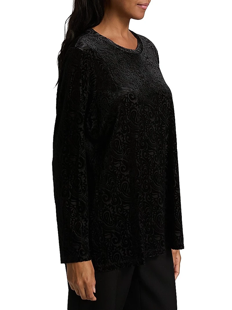 Plus Natalie Paisley Long-Sleeve T-Shirt