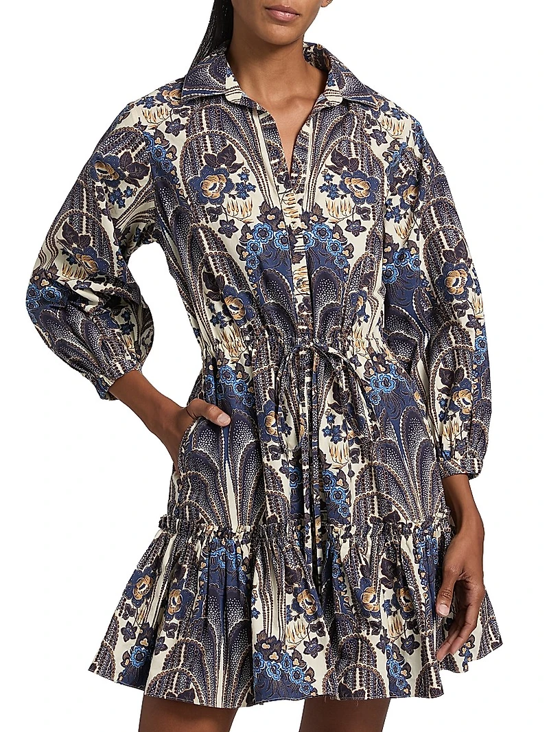 Robin Printed Cotton Mini-Shirtdress