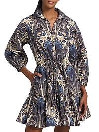 Robin Printed Cotton Mini-Shirtdress
