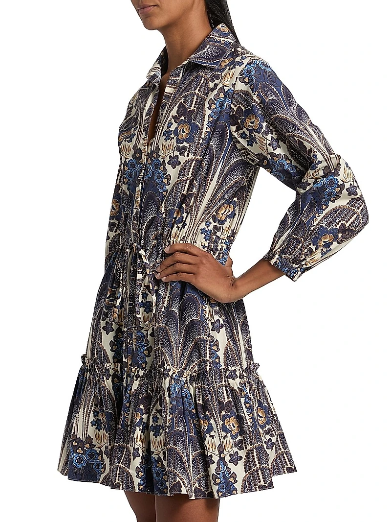 Robin Printed Cotton Mini-Shirtdress