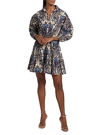 Robin Printed Cotton Mini-Shirtdress