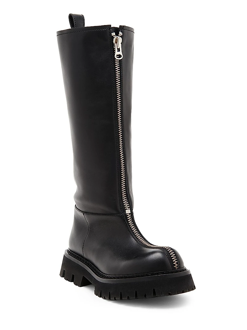 40MM Zip-Front Leather Boots