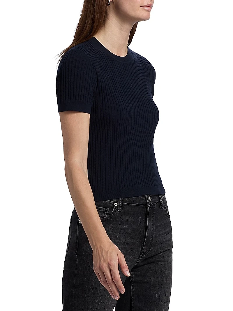 Fine Knit Short-Sleeve Top