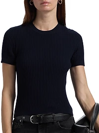 Fine Knit Short-Sleeve Top