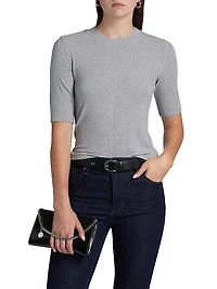 Rib-Knit Crewneck T-Shirt