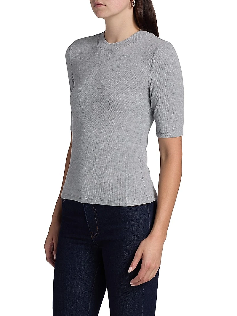 Rib-Knit Crewneck T-Shirt