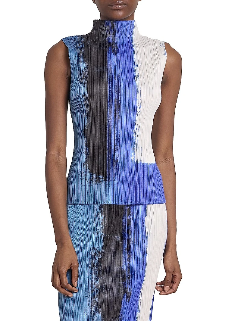 Jump Pleated Colorblocked Top