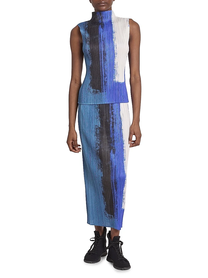 Jump Pleated Colorblocked Top