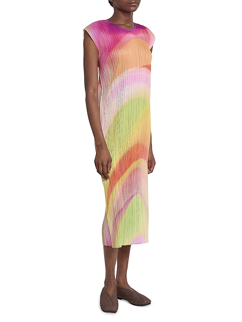 Groove Pleated Ombré Midi-Dress