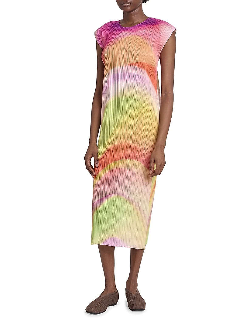 Groove Pleated Ombré Midi-Dress