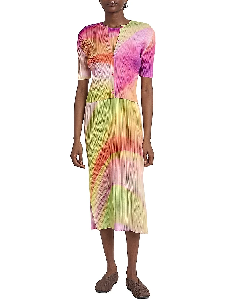 Groove Pleated Ombré Cardigan