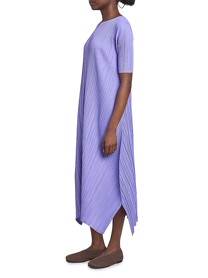 Mellow Pleated Handkerchief Midi-Dress