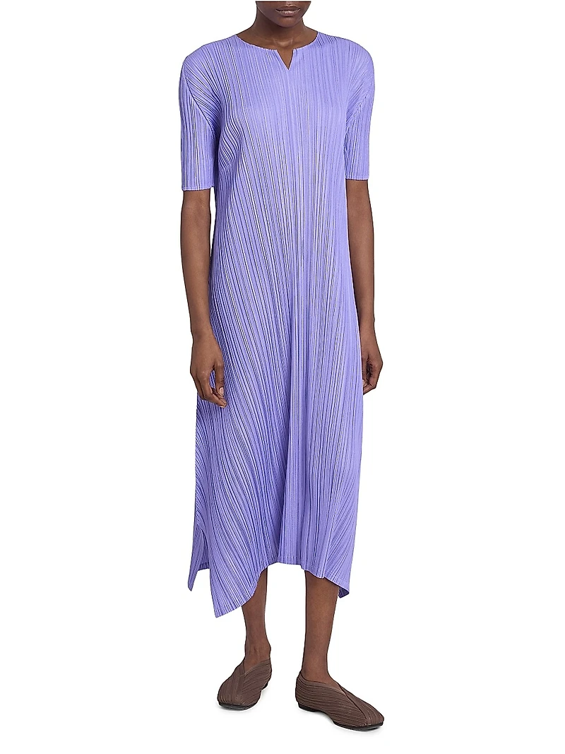 Mellow Pleated Handkerchief Midi-Dress