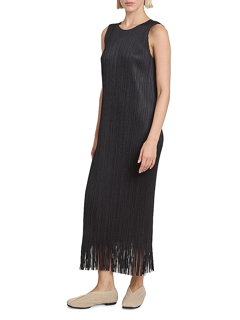 Wave Pleated Midi-Dress