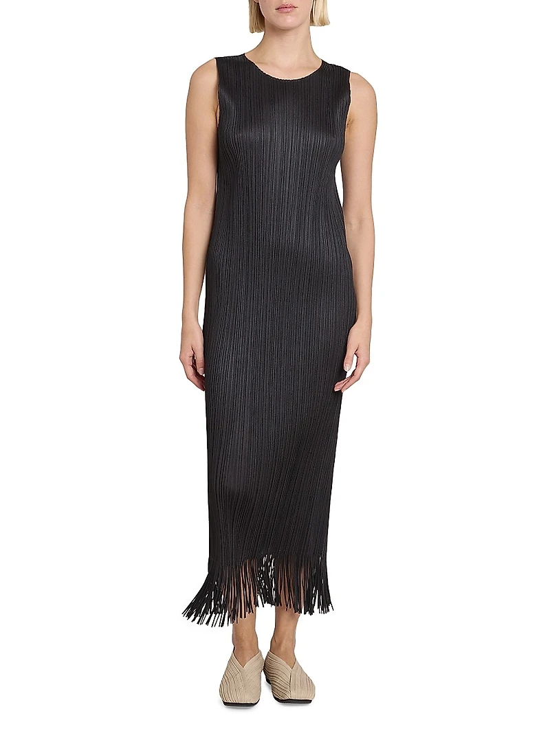 Wave Pleated Midi-Dress