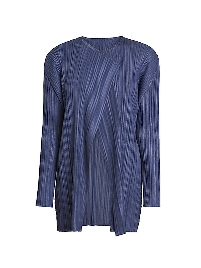 Mellow Pleated Open-Front Coat