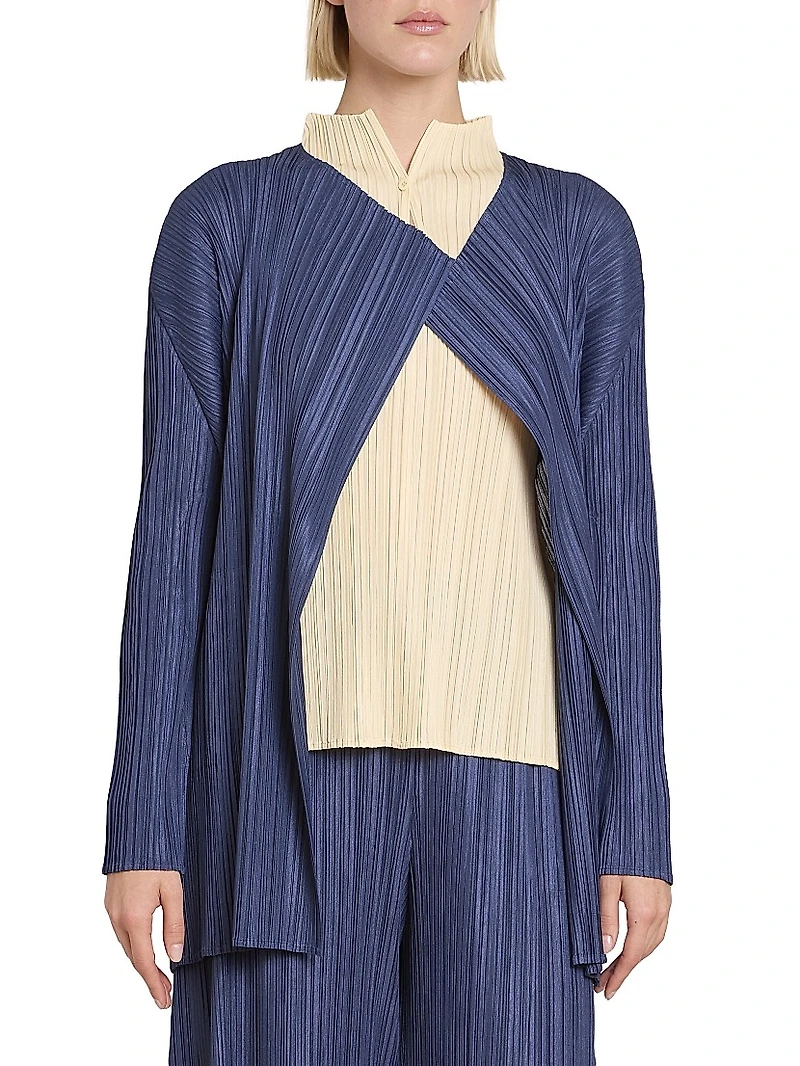 Mellow Pleated Open-Front Coat