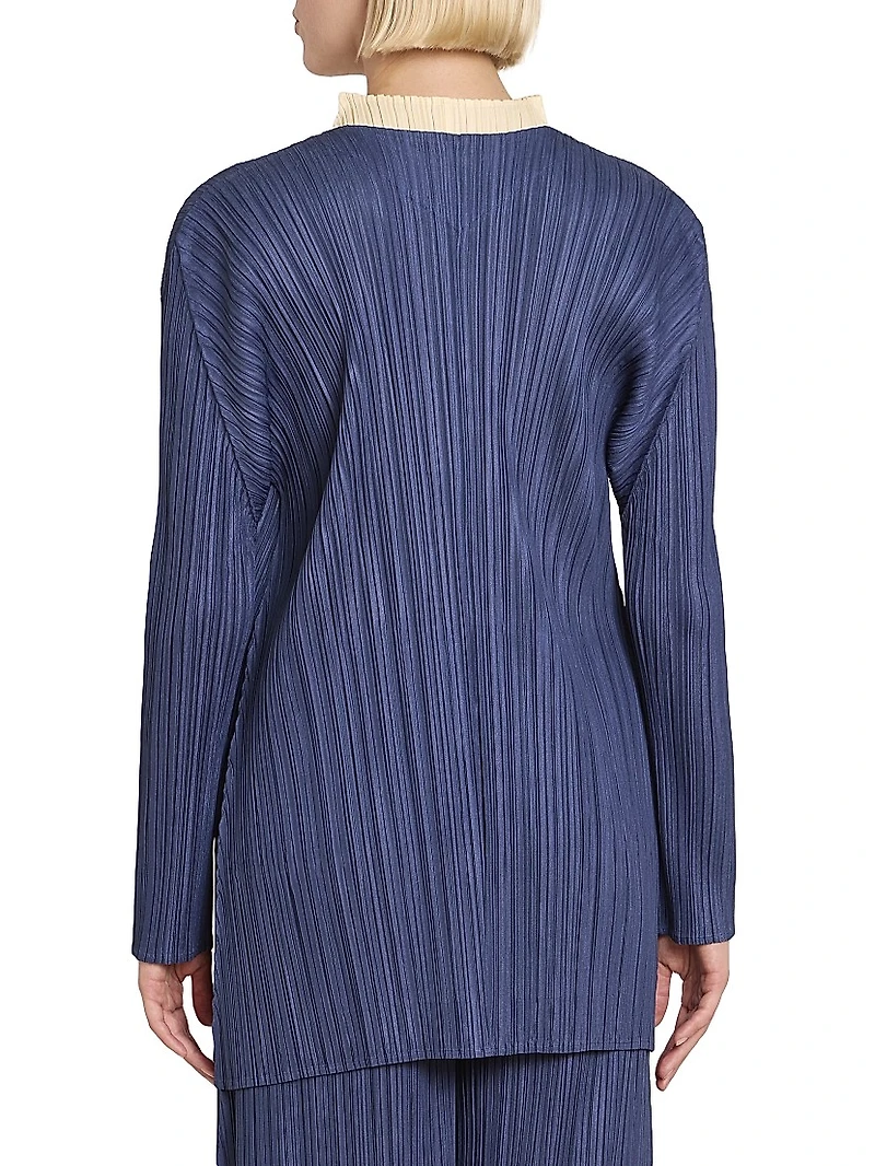 Mellow Pleated Open-Front Coat