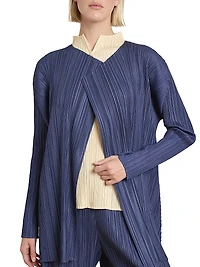 Mellow Pleated Open-Front Coat