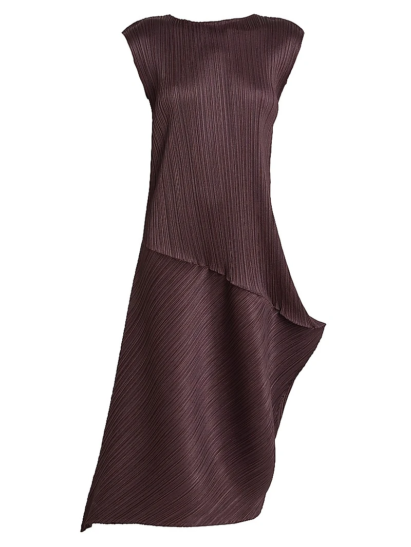 Leap Pleated Asymmetric Midi-Dress
