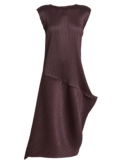 Leap Pleated Asymmetric Midi-Dress