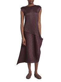 Leap Pleated Asymmetric Midi-Dress