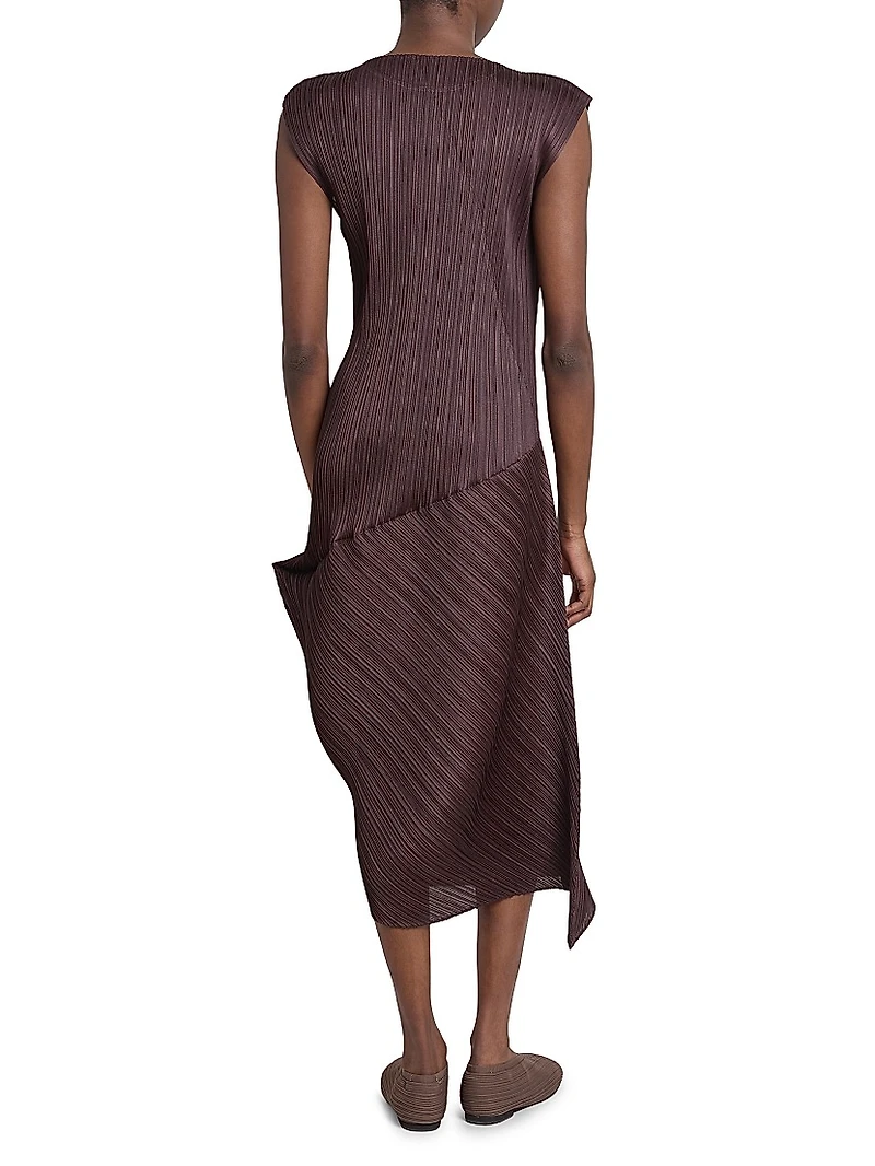 Leap Pleated Asymmetric Midi-Dress