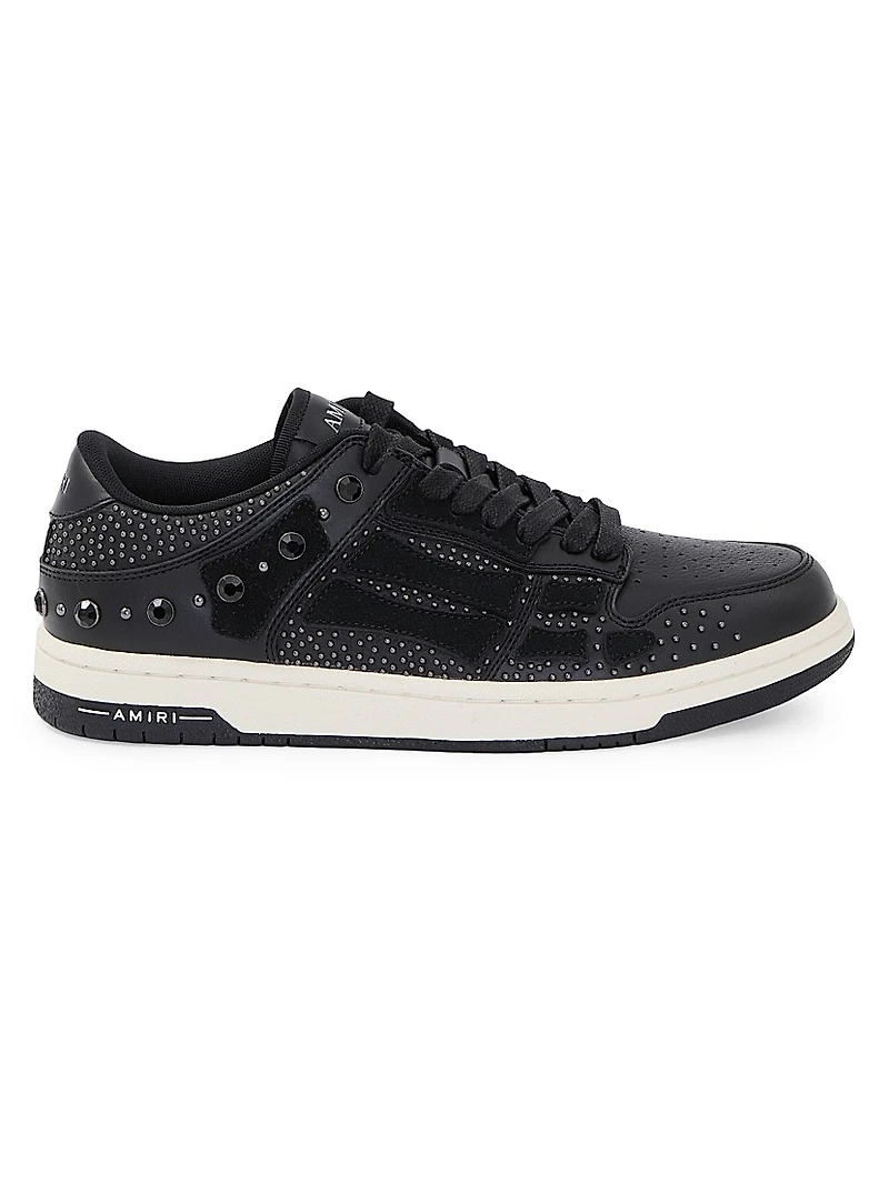 Crystal-Studded Skel Top Leather Sneakers