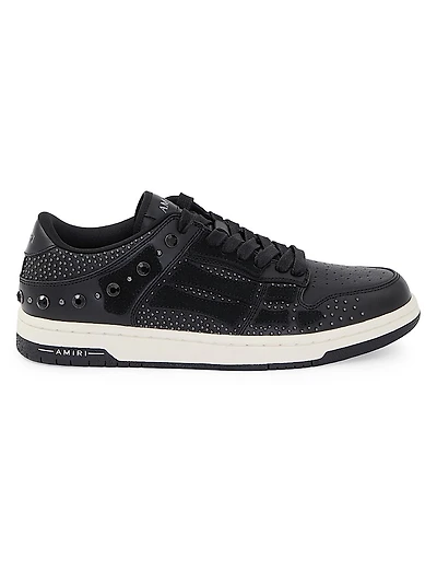 Crystal-Studded Skel Top Leather Sneakers