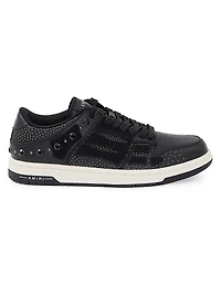 Crystal-Studded Skel Top Leather Sneakers