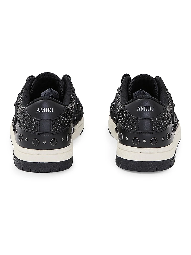 Crystal-Studded Skel Top Leather Sneakers