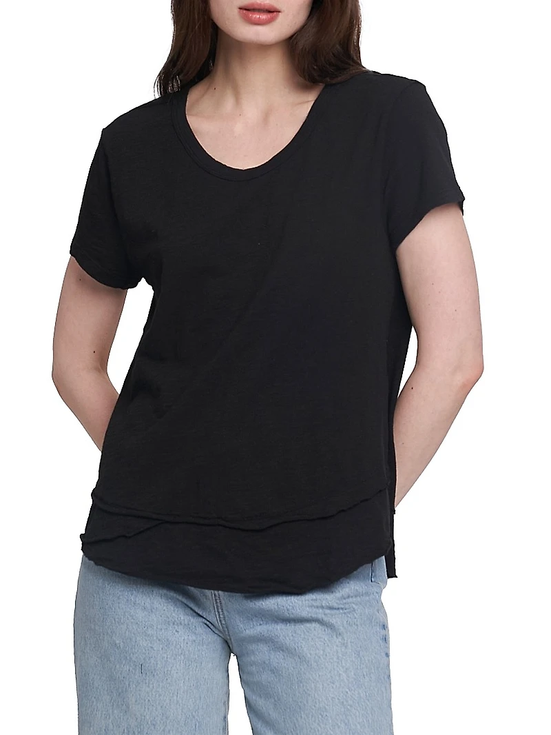 Mock Layer Raw Hem Tee