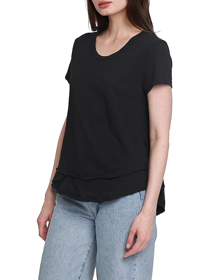 Mock Layer Raw Hem Tee