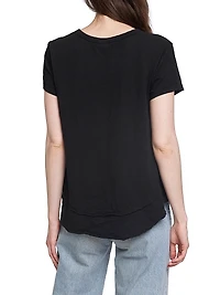 Mock Layer Raw Hem Tee