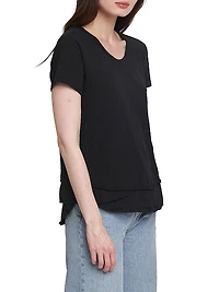 Mock Layer Raw Hem Tee