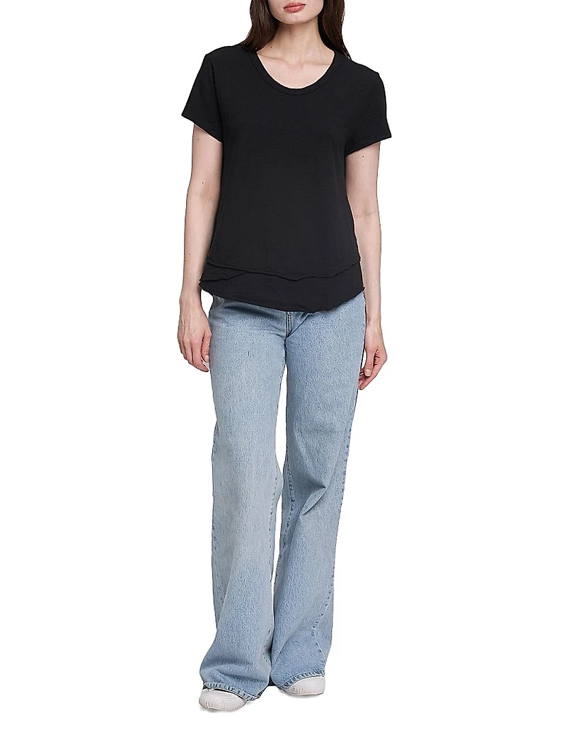 Mock Layer Raw Hem Tee