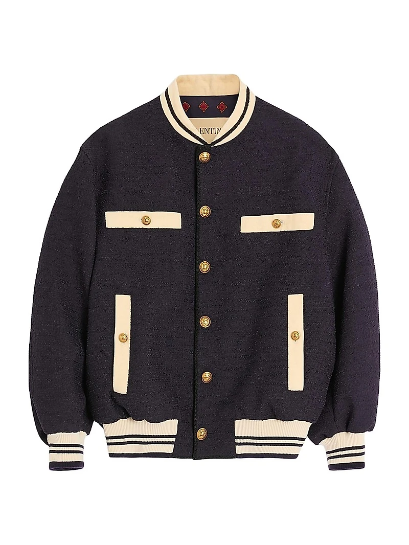 Cotton Tweed Bomber Jacket