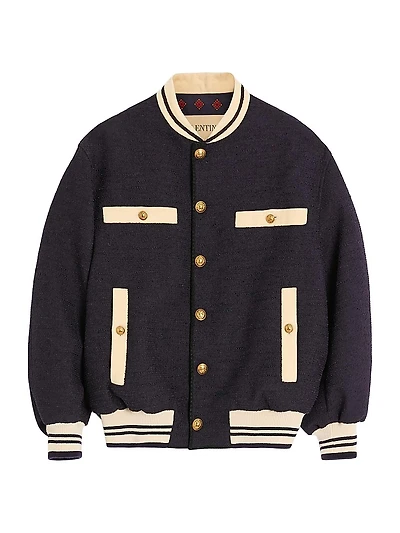 Cotton Tweed Bomber Jacket