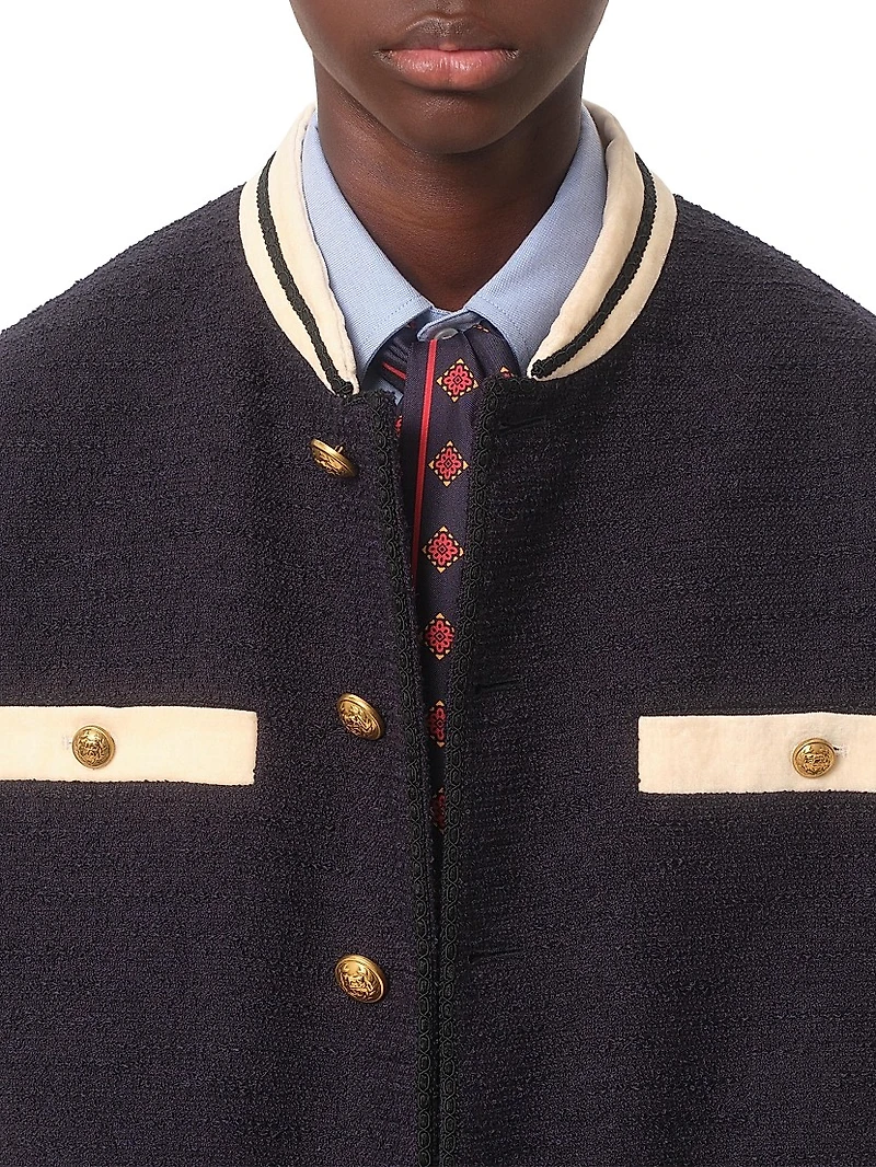 Cotton Tweed Bomber Jacket