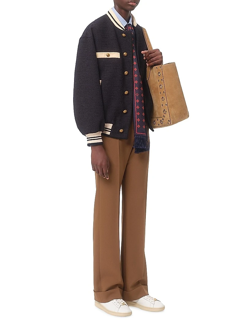 Cotton Tweed Bomber Jacket