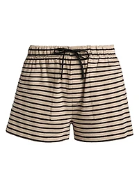 Striped Heavyweight Jersey Drawstring Shorts