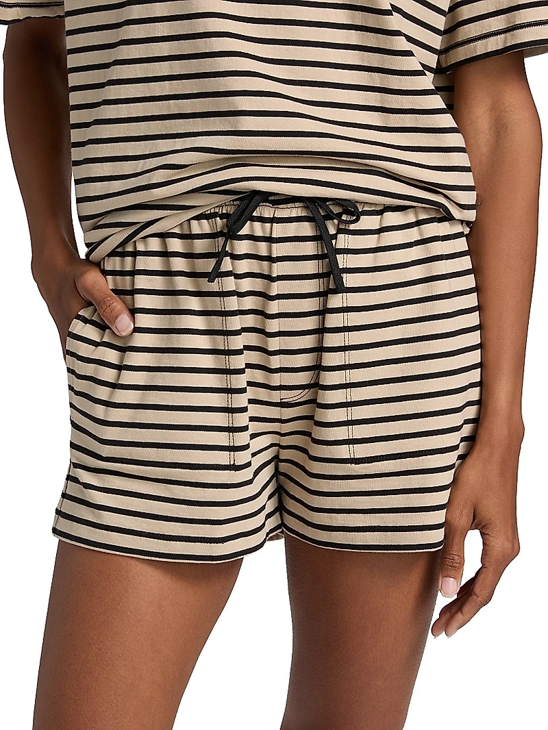Striped Heavyweight Jersey Drawstring Shorts