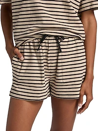 Striped Heavyweight Jersey Drawstring Shorts
