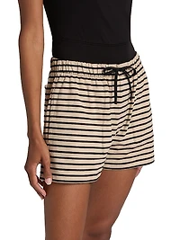 Striped Heavyweight Jersey Drawstring Shorts