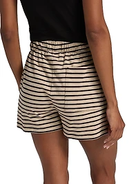 Striped Heavyweight Jersey Drawstring Shorts